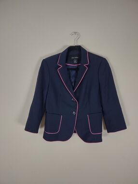 Pink Tartan Navy Blazer with Pink Trim